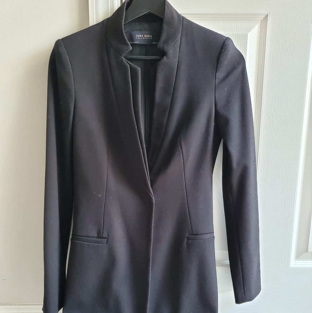 Zara double lapel frock coat in black| XS